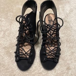 Black lace up heels